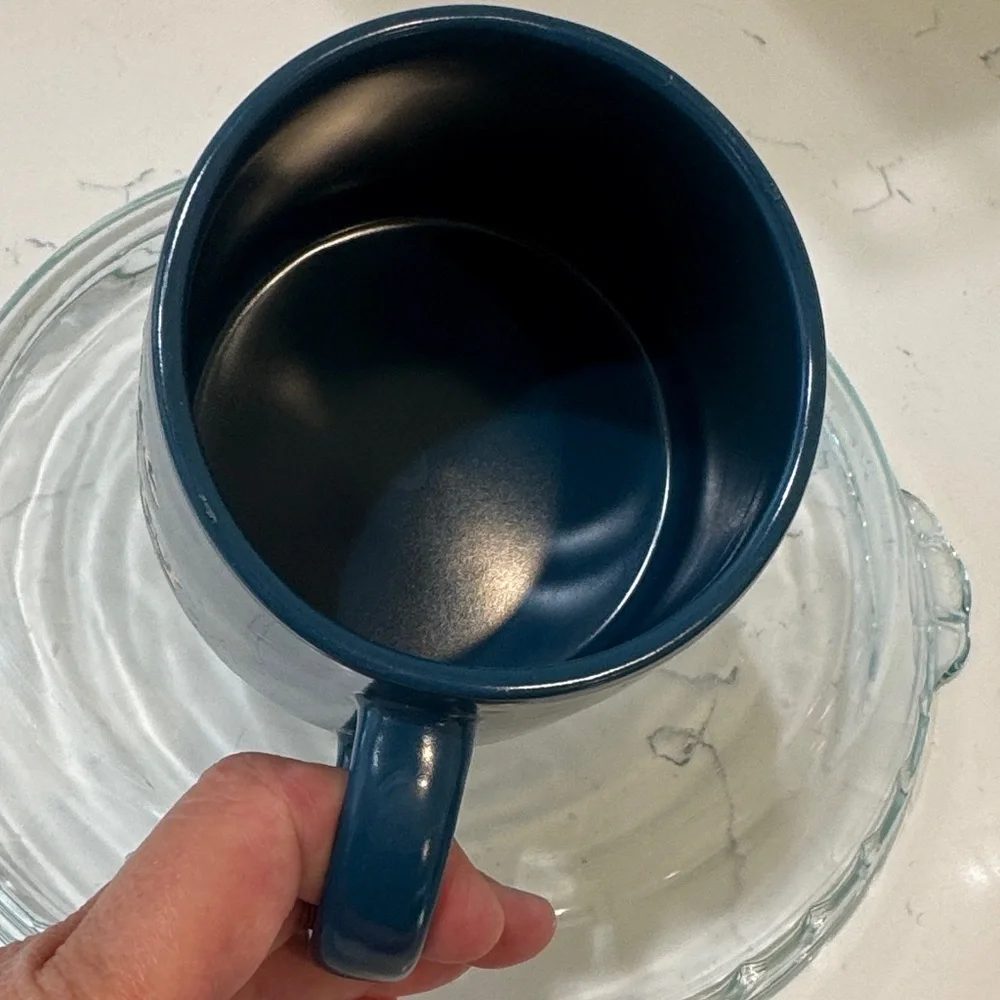Coffee is My Therapy Navy Blue Coffee Mug with Gold Text